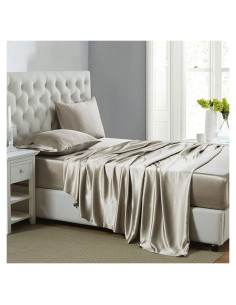 Juego de Sábanas de Satén Lanest Housing King Taupe 400 Hilos