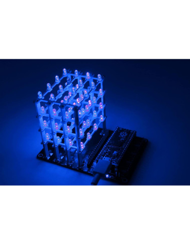 Cubo LED 4x4x4 HAT sb components para Raspberry Pi Pico Azul