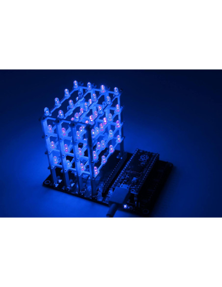 Cubo LED 4x4x4 HAT sb components para Raspberry Pi Pico Azul