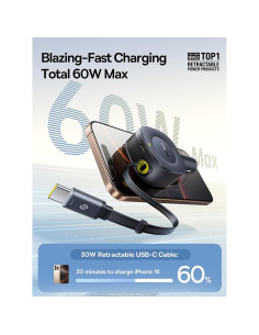 Cargador de coche Baseus USB-C 60W con cable retráctil 80cm 2