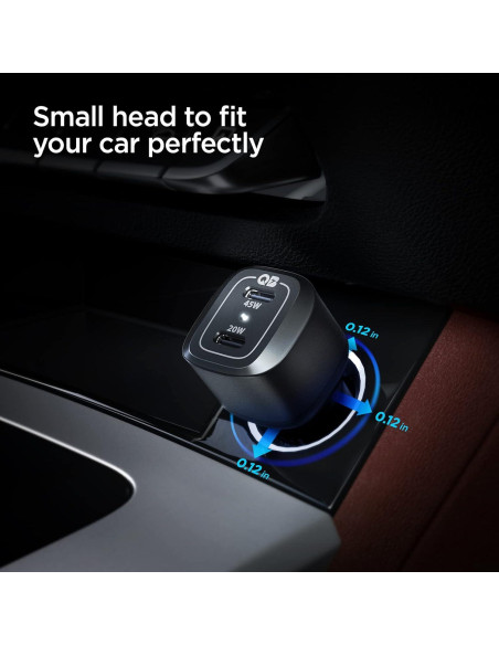 Cargador de Coche USB C Spigen 65W Dual Carga Rápida PD 3.0