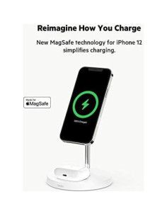 Soporte de Carga Inalámbrica 2-en-1 Belkin MagSafe Blanco 2