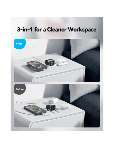 Estación de Carga Inalámbrica 3 en 1 Apple AD02 Rápida Magnética