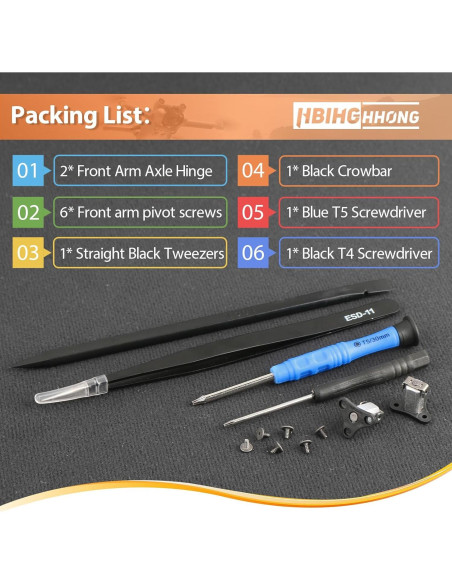 Reemplazo Eje Brazo Frontal DJI Mini 4 Pro Mini 3 + Tornillos