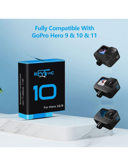 Paquete de 3 Baterías 2000mAh para GoPro Hero 12 11 10 9