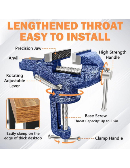 Morsa de Mesa COLCUT 7.87 cm 360 Portátil para Carpintería