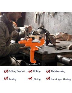 Morsa de Mesa Nuovoware 70 mm Base Giratoria 360 Naranja 2