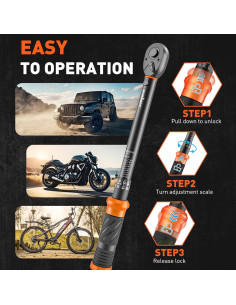 Juego de Llaves de Torque 3Pzas HORUSDY 1/4" 3/8" 1/2" 2