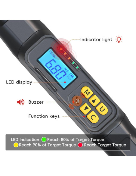 Llave de Torque Digital MOVECRAB 1/2" 6.8-135N.m Precisión 2%