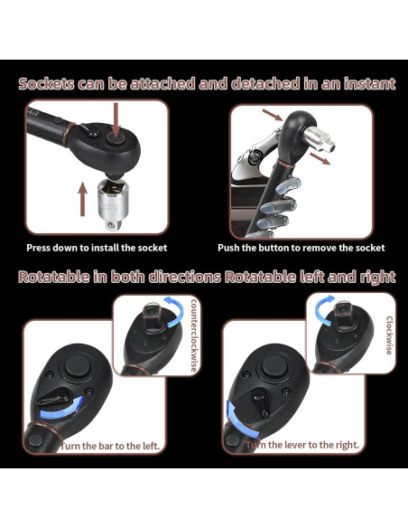 Juego de Llave de Torque UYECOVE 14Pcs 1/2 Pulgada 10-170 ft.lb