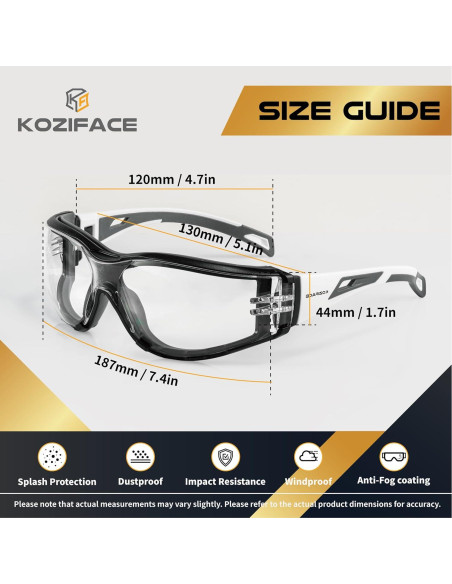 Gafas de Seguridad Koziface S30 Unisex Antiempañante ANSI Z87.1