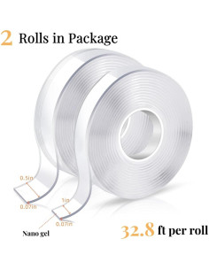 Cinta Adhesiva Doble Cara Nano Transparente 10m 2 Rollos 2