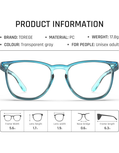 Gafas de Seguridad TOREGE Antivaho Transparentes Z87 Azul Claro