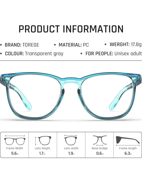 Gafas de Seguridad TOREGE Antivaho Transparentes Z87 Azul Claro