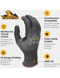 Guantes de Trabajo Resistentes a Cortes A4 DINOPRO - 12 Pares 2