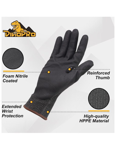 Guantes de Trabajo Resistentes a Cortes A4 DINOPRO - 12 Pares