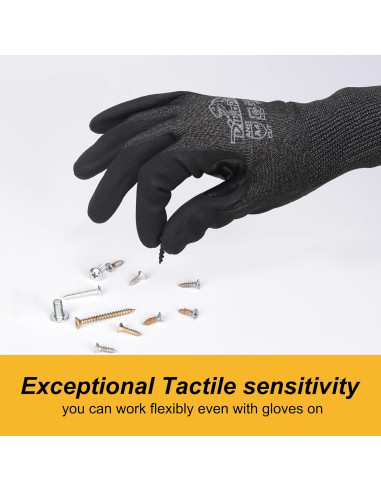Guantes de Trabajo Resistentes a Cortes A4 DINOPRO - 12 Pares