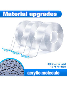 Cinta Adhesiva Doble Cara FZWONVUC 9.14m 3 Rollos 1-3cm 2