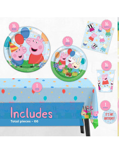 Kit Fiesta Cumpleaños Peppa Pig para 16 Invitados 2