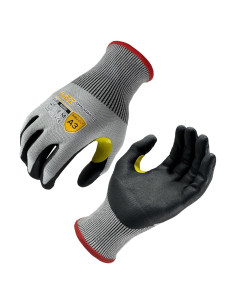 Guantes de Trabajo Resistentes a Cortes A9 Nitrilo Táctil Grande