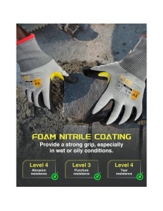 Guantes de Trabajo Resistentes a Cortes A9 Nitrilo Táctil Grande 2