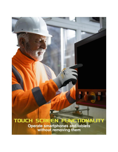 Guantes de Trabajo Resistentes a Cortes A9 Nitrilo Táctil Grande