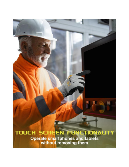 Guantes de Trabajo Resistentes a Cortes A9 Nitrilo Táctil Grande