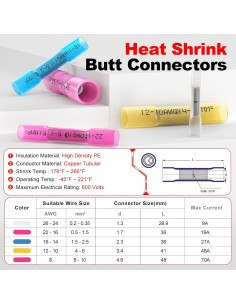 Conectores de Termofusión AIRIC 22-16 AWG 100 Pcs Impermeables 2