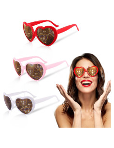 3 Pares de Gafas de Amor con Efecto Corazón - Fiesta Rave