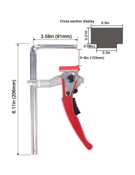 2 Abrazaderas de Mesa de Trinquete KETIPED Rojas 0-15.24 cm