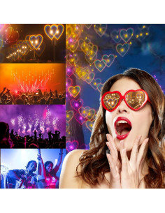 3 Pares de Gafas de Amor con Efecto Corazón - Fiesta Rave 2