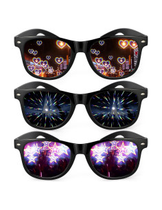 3 Pairs Gafas de Difracción HIFOT Efecto Arcoíris y Corazones