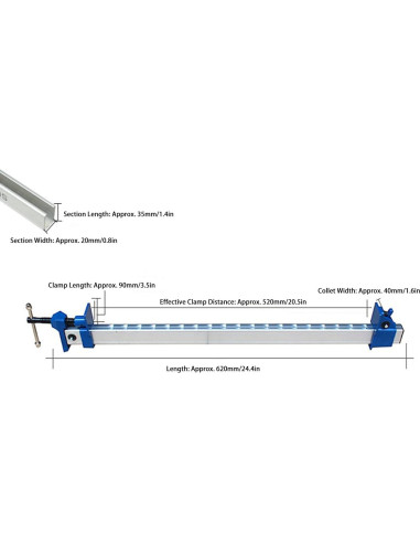 Abrazadera de barra Fafeicy 65.5 cm aluminio liberación rápida
