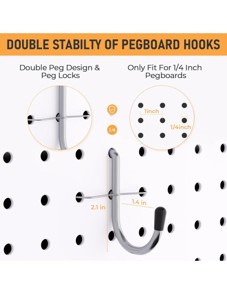 Ganchos J de Tablero de Clavos INCLY 100PCS Alta Resistencia