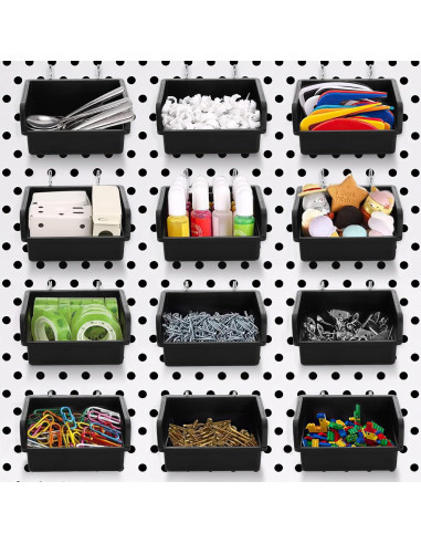 Foraineam 16 Contenedores para Tablero Perforado con Ganchos Metal