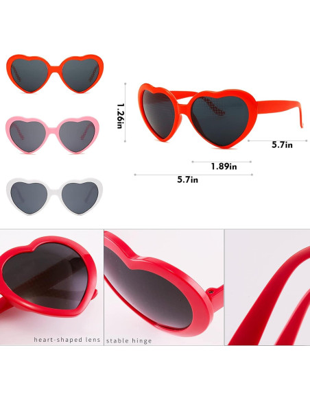 3 Pares de Gafas de Amor con Efecto Corazón - Fiesta Rave