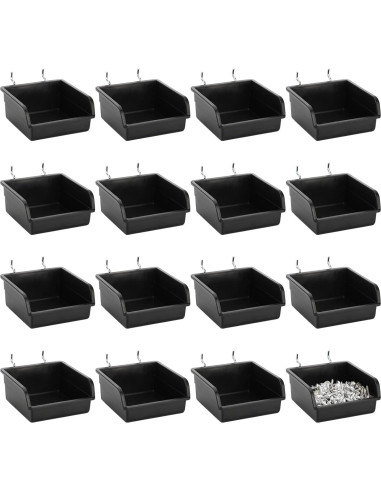 Foraineam 16 Contenedores para Tablero Perforado con Ganchos Metal
