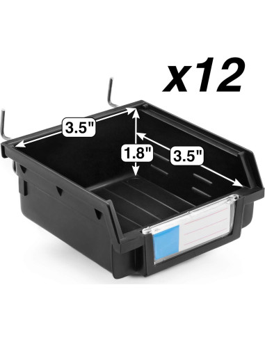Cajas de Pegboard Right Arrange 3.5" Negro - Paquete de 12