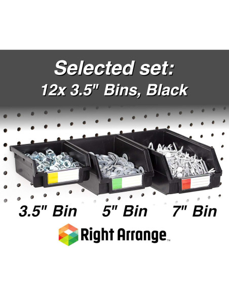 Cajas de Pegboard Right Arrange 3.5" Negro - Paquete de 12