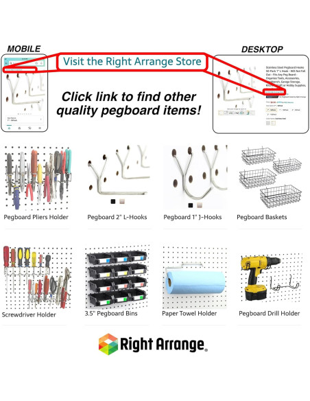 Cajas de Pegboard Right Arrange 3.5" Negro - Paquete de 12