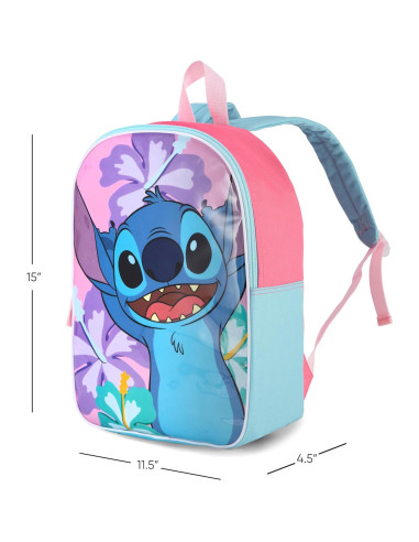 Mochila Lilo y Stitch Rosa para Niñas 38.1 cm con Correas Acolchadas