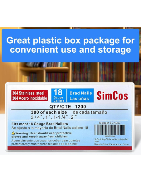 Clavos Brad de Acero Inoxidable 304 18GA - 1200 Unidades