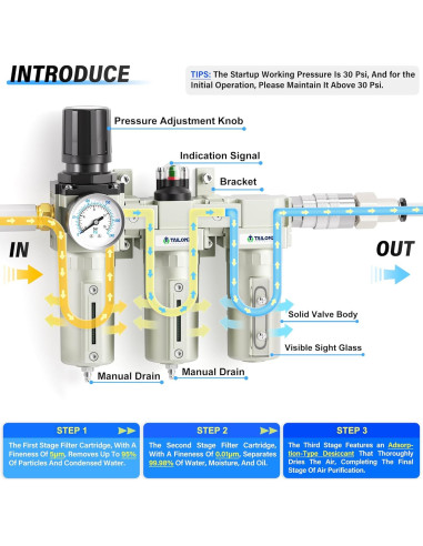 Sistema de Secado de Aire TAILONZ PNEUMATIC 1/2" NPT 240 PSI
