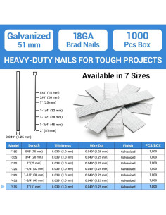 Clavos Brad Galvanizados Meite 18 Gauge 50 mm 1000 Unidades 2