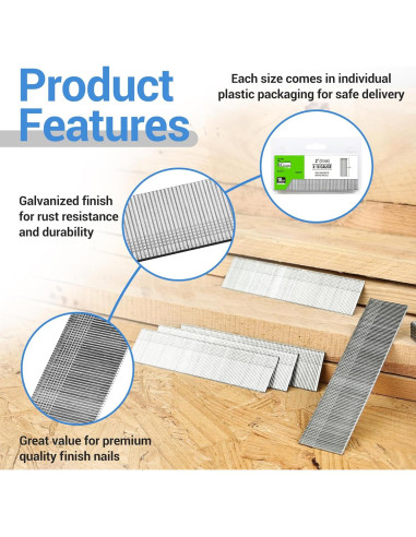 Clavos Brad Galvanizados Meite 18 Gauge 50 mm 1000 Unidades