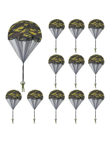 12 Juguetes Paracaídas Camuflaje Catcan 43 cm para Niños y Adultos