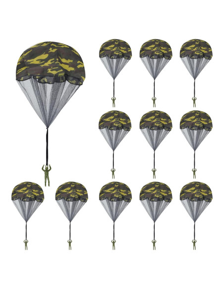 12 Juguetes Paracaídas Camuflaje Catcan 43 cm para Niños y Adultos