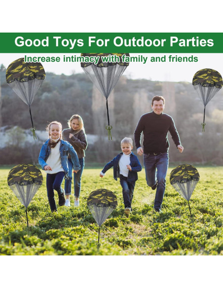 12 Juguetes Paracaídas Camuflaje Catcan 43 cm para Niños y Adultos