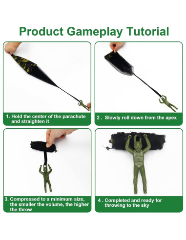 12 Juguetes Paracaídas Camuflaje Catcan 43 cm para Niños y Adultos