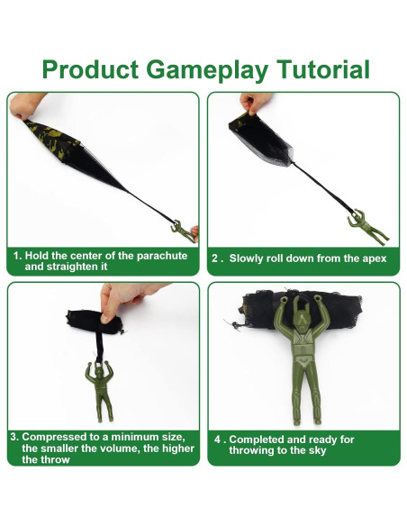 12 Juguetes Paracaídas Camuflaje Catcan 43 cm para Niños y Adultos